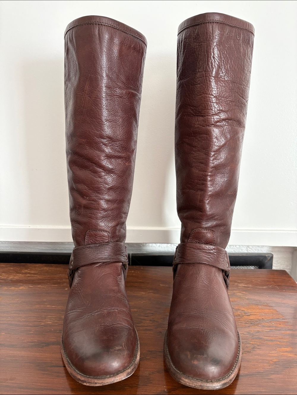 FRYE Philip Harness Brown Leather Riding Boots Size 7 - Picture 2 of 11
